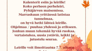 syksyinen tausta, jossa perheleirin ajankohta