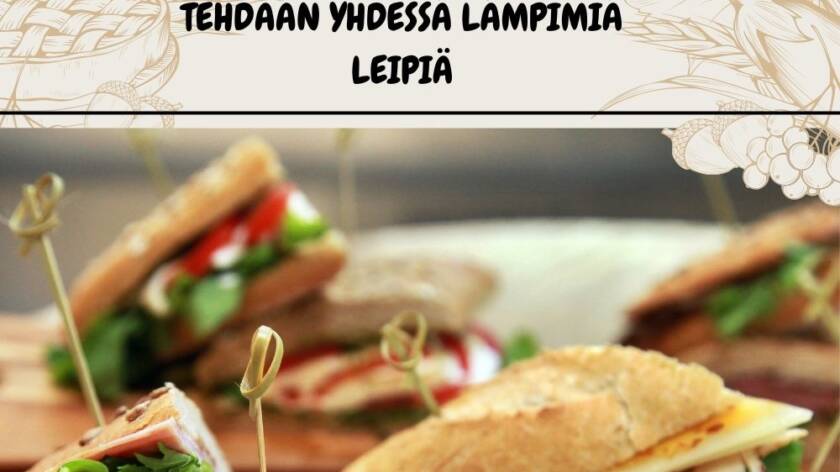 voileipiä kuvattuna ja kutsu tulla Oripään iltaperhekahvilaan mukaan